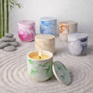 Pot Marbré en béton AVEC Bougie
