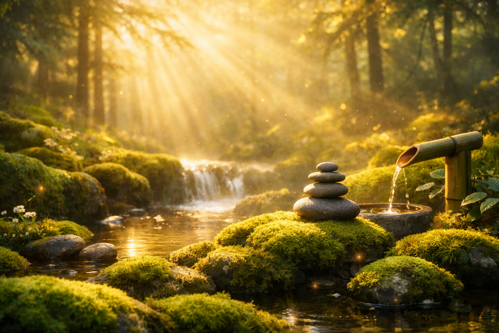 zen lueur et mousse