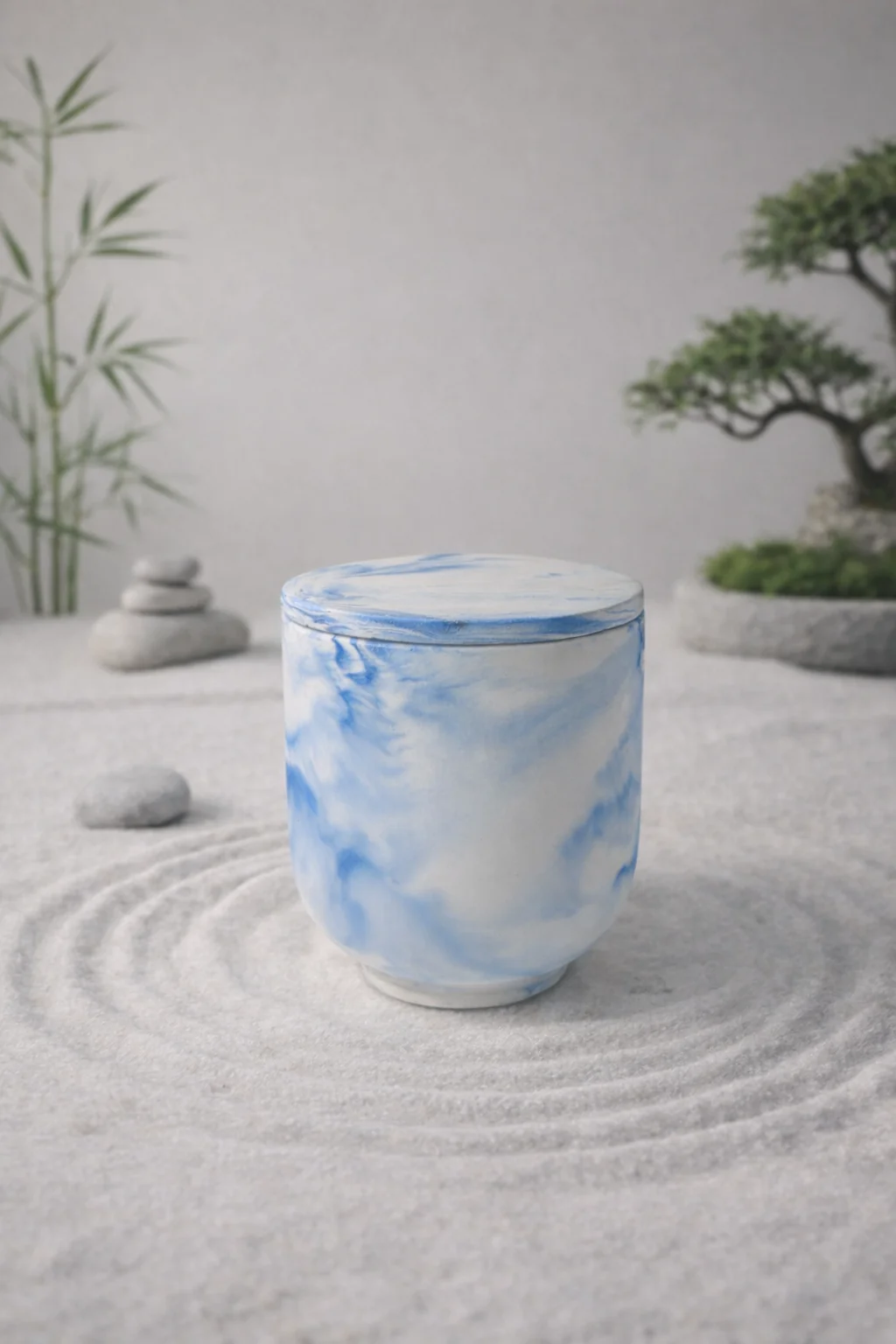 Pot en ciment de gypse bleu – Lueur & Mousse