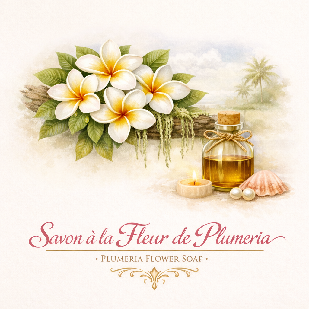 Savon en pain plumeria, emballage – Lueur & Mousse