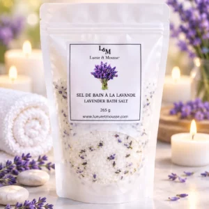 Sels de bain naturels à la lavande – Lueur & Mousse