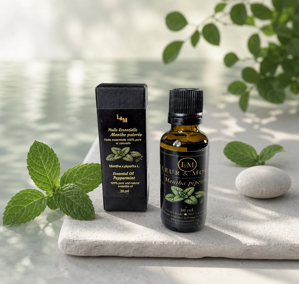 Huile essentielle de menthe poivrée bio, famille herbacée et mentolée – Lueur & Mousse