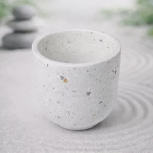 Pot en ciment de gypse motif terrazzo, sans bougie – Lueur & Mousse