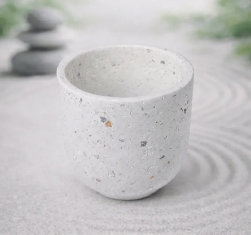 Pot en ciment de gypse motif terrazzo, sans bougie – Lueur & Mousse