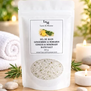 Sels de bain naturels romarin et gingembre – Lueur & Mousse
