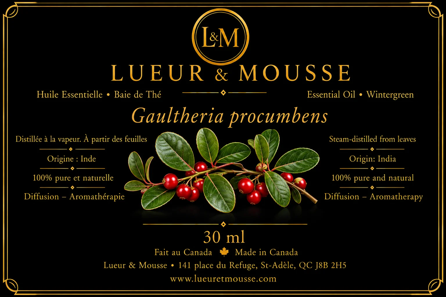 Huile Essentielle de Gaulthérie (Wintergreen)