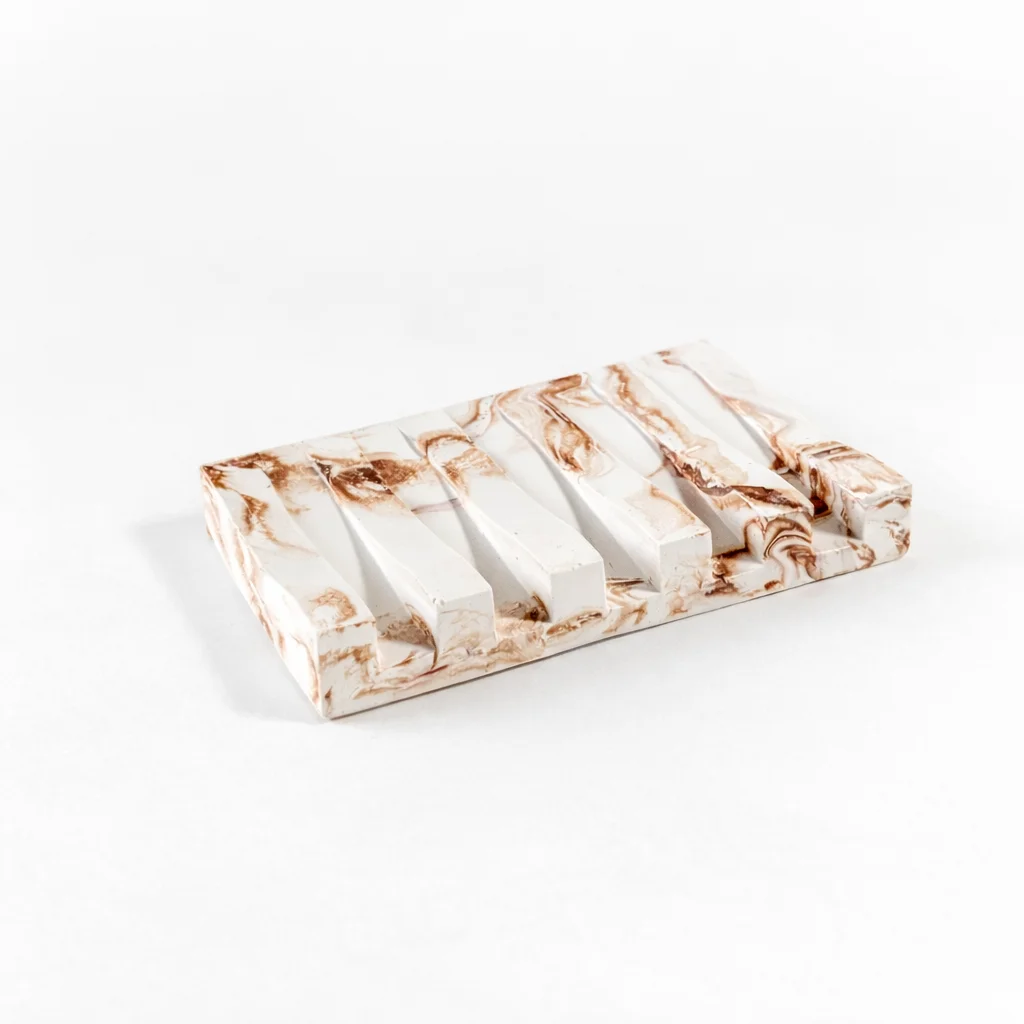 Porte-savon M2 marbré marron – Lueur & Mousse